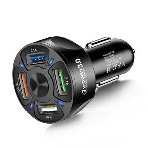 4 USB Phone Car Charger Adapter LED Display QC 3.0 Fast Charging Car Accessories