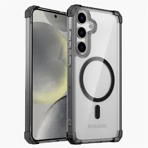 Shockproof Armor Transparent Case for Samsung Galaxy S25 Edge S24 S23 S22 Note 20 Ultra Plus S24FE S23FE Magnetic Charge Cover