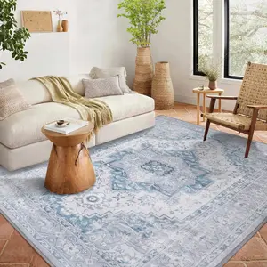 Large Size Living Room Rug Washable Area Rug Vintage Printed Carpet Stain Resistant Non-Slip Living Room Decorative Rug for Bedroom Office Farmhouse
