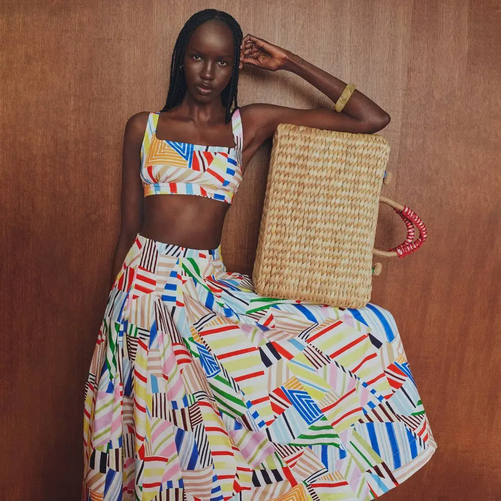 Women's Pleated Poplin Madras Midi Skirt - Rosie Assoulin Multi 8