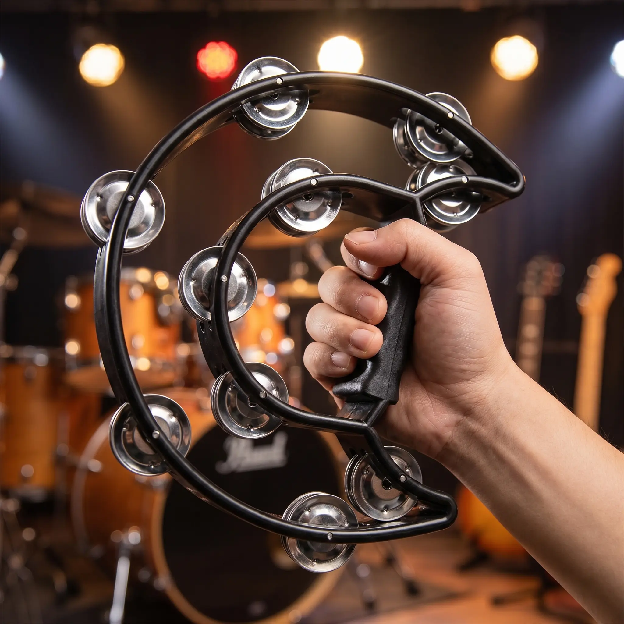 Half Moon Tambourine Double Row Metal Jingles Drum Set Drum Kit Half Moon Tambourine Double Row Metal Jingles Drum Set Drum Kit