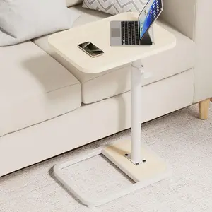 GOYLSER C Shaped End Table for Couch, Height Adjustable Living Room Couch Tray Tables Sofa Table Tv Trays for Bedroom, Natural Wooden Swivel Side Table for Small Spaces perfumes rack