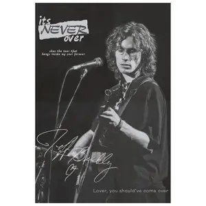 Vintage Jeff Buckley 'It's Never Over' Music Poster, Print - Wooden Frame Canvas Wall Art, Black and White Live Performance Decoration, Suitable for Home, Bedroom, Music Room Decoration, Indoor Wall Art