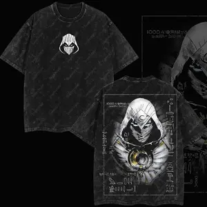Superstyle Moon Knight Marc Spector MCU Comic Double Printed Oversize Lightweight Acid Washed Tee TV Series Graphic Top Cotton Streetwear T-Shirt PTA 3I9