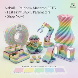 Nabaili  3D Printer Filament - Pastel Rainbow PETG for 3D Printing - High-Quality 3D Filament for Creative Projects #MKL