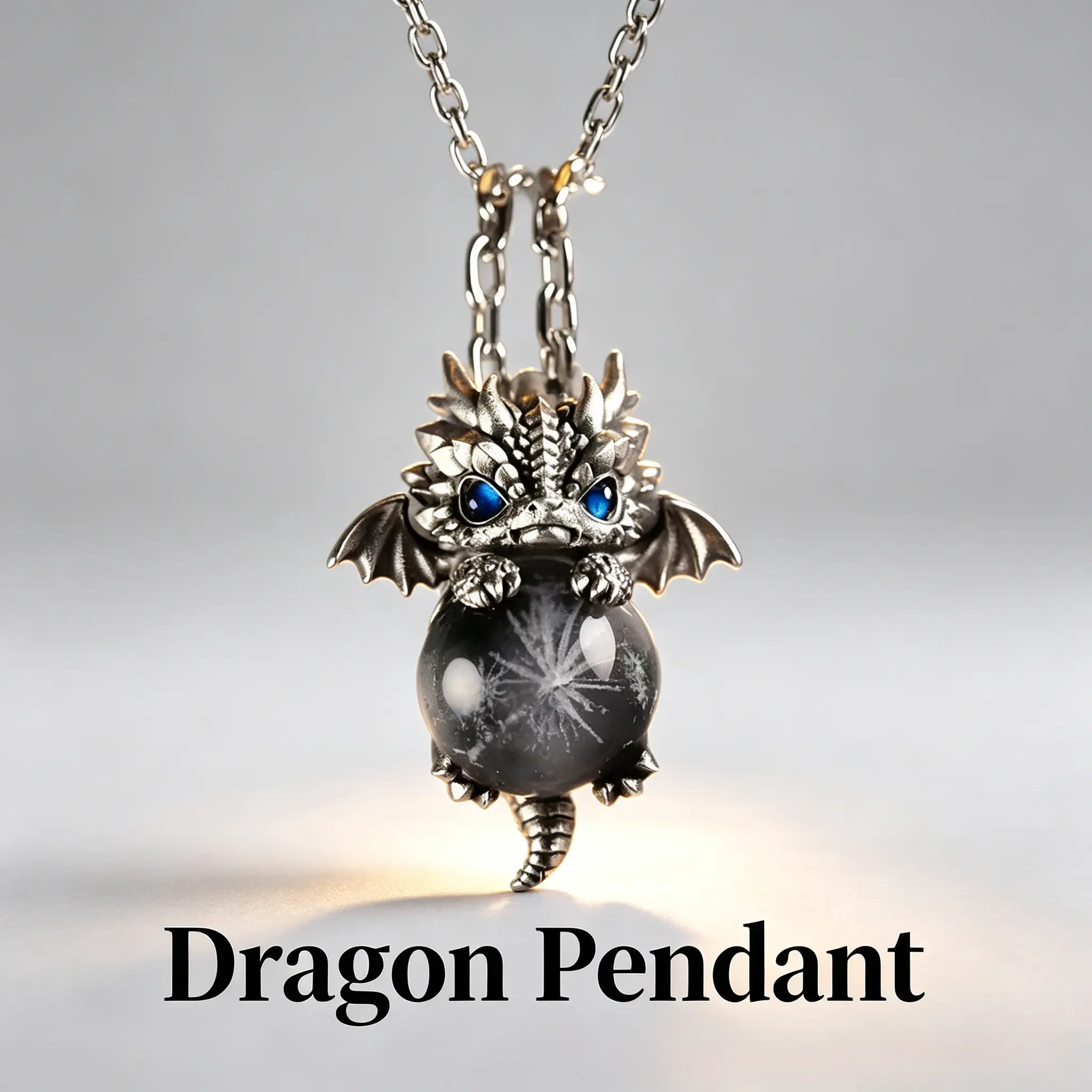 2026 New Dark Vintage Gothic Dragon Crystal Ball Pendant Necklace for Men - Animal Shape, Avant-Garde, Culturally-Inspired Design with Blue/Green Eye Options, Blue Charm, Crystal Necklaces, Gothic Necklaces