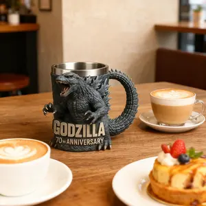 Godzilla 70th Anniversary Resin Mug, Durable and Stylish Drink Container, Coffee, Ideal Gift for Friends Family Godzilla Fans, Drinkware