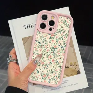 Fresh Green Flowers Full-Screen Design Smartphone Case, Cellphone Handheld Shell, Mobile Phone Accessories for iPhone 11, 12, 13, 14, 15, 16, 17 Pro Max Air Plus