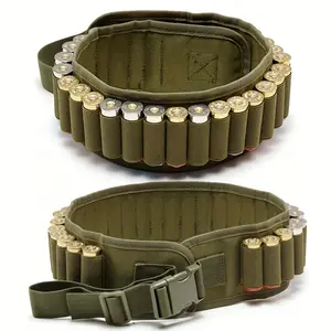 Adjustable 30-Round Shotshell Bandolier Belt - Camo Canvas Ammo Pouch for 12 Gauge, Perfect for Hunting & Fishing