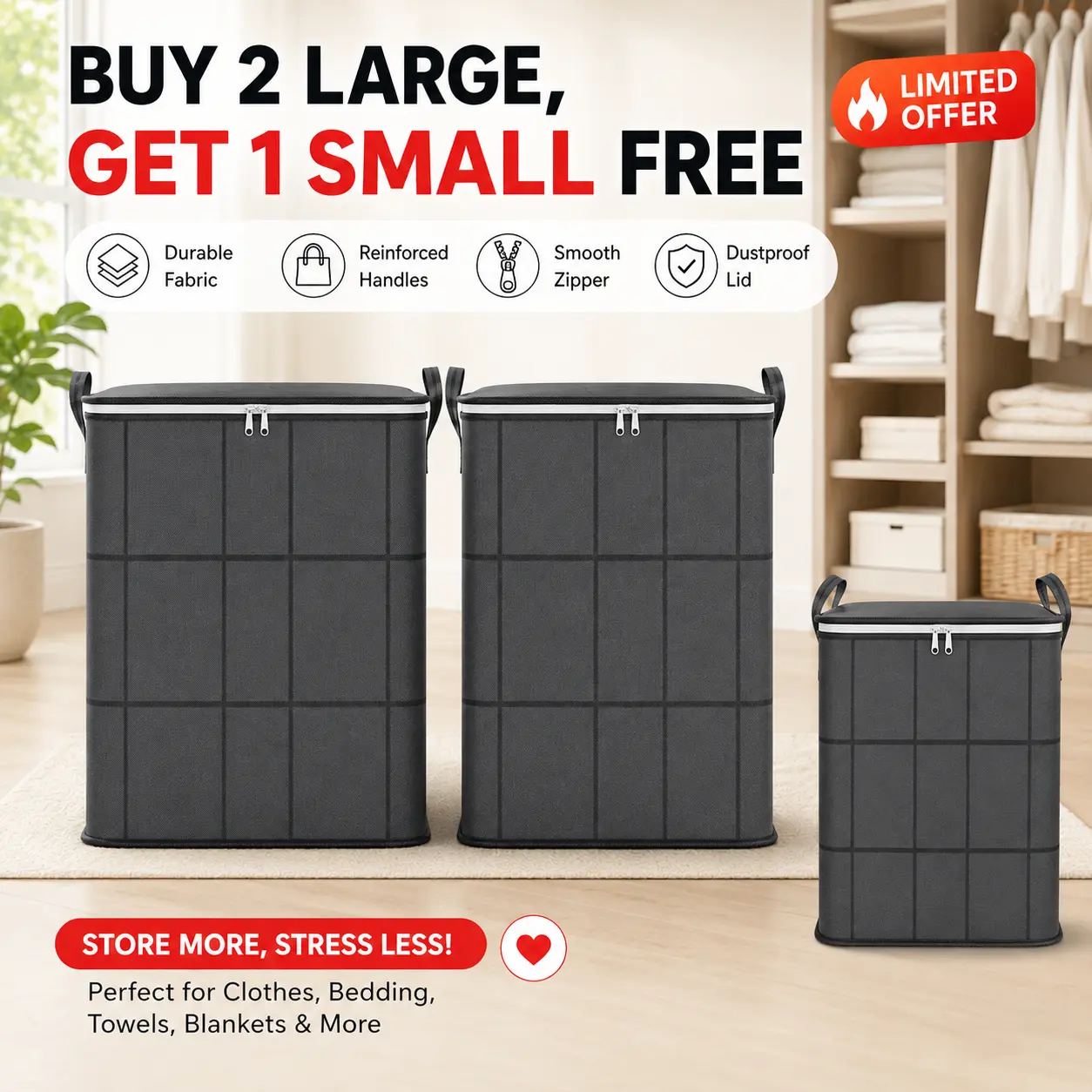 Extra-Large Capacity Storage Bag, Thickened Portable Moving Tote with Carry Handles, Wear-Resistant Dustproof Organizer for Clothes, Comforters, Bedding and Household Storage