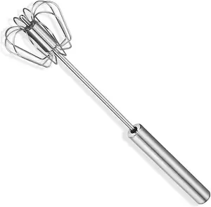 Egg Whisk, 12 Inch Semi-Automatic Egg Beater Stainless Steel Hand Mixers for Blending, Whisking, Beating, Premium Kitchen Utensil