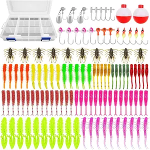 Trout & Crappie Ice Fishing Gear Lures Kit, Including Jig Heads,Soft Plastic baits for Panfish,Bluegill, Bass etc Freshwater Equipment
