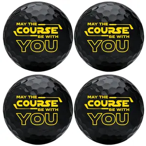 4-Pack May The Course Be With You Golf Balls Gift Set, Hilarious Novelty Golf Ball Set for Men, Dad, Husband, Grandpa, Gag Golf Gifts for Birthday, Christmas, Father's Day, Retirement, White Elephant, Golf Accessory, Fun Golf Practice Accessories & Decor.