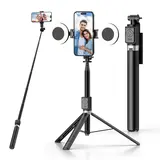 【BlackFriday】6-in-1 Aluminium Alloy Extendable Selfie Stick with Fill Light - 67" Detachable Phone Tripod, Bluetooth Wireless Remote, Vlogging Equipment, Phone Accessories for iOS, Android [Cool Gadgets],techvibes