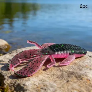 6-Pack Outdoor Lure Fishing Soft Baits, Obstacle Shrimp Shape, PVC Material, Ideal for Freshwater Lake Fishing, Durable & Effective, Fishing Lure Kit