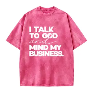 Men's Short-Sleeve Soft Smooth Round Neck Seamless Cotton Top T-Shirt, "I Talk to God and Mind My Business" Graphic Tee, Faith-Based Religious Gift