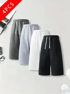 summervibes 4-pack men’s summer casual athletic shorts, three-quarter length, loose straight fit, comfortable breathable fabric