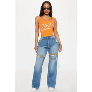 Petite Remi Ripped Stretch Baggy Jeans - Medium Wash