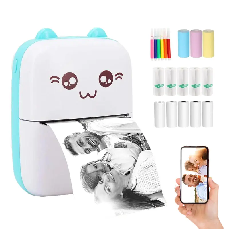 Portable Mini Sticker Printer, USB Rechargeable Bluetooth-compatible Thermal Printer with Print Paper, Pocket Printer Portable for Notes, Pictures, Label, Memo, Christmas Gift Ideas, Stocking Stuffers, Printing Machine