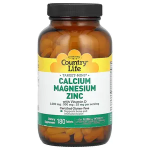 Country Life Target-Mins, Calcium Magnesium Zinc with Vitamin D, 180 Tablets