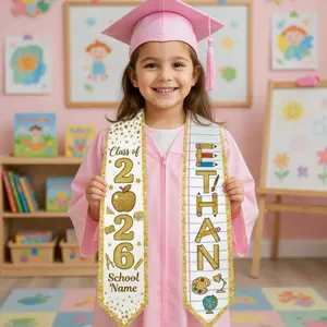 Personalized Kindergarten Graduation Stole Class of 2026, Custom Kids Graduation Sash, Preschool Grad Gift, School Theme Stole for Kids