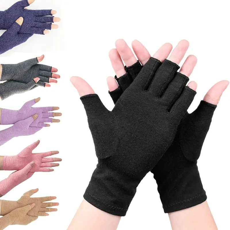 Fingerless Compression Arthritis Gloves, Soft Fabric Hand Support to Improve Mobility for Typing & Daily Use, Comfortable Arthritis Relief Gear, Versatile Use