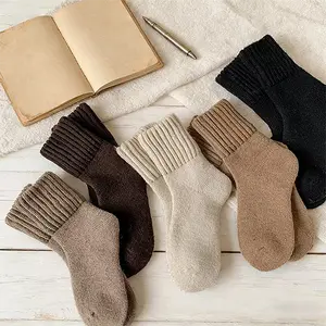 5 Pairs Cozy Knit Crew Socks for Women, Soft Warm Winter Socks, Neutral Color Ribbed Socks for Home, Work & Everyday Wear