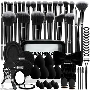 Mothers Day Gift 80PCS Makeup Brushes, Makeup Brush Set Professional Makeup Kit Multi-functional Makeup Tool Set with Case Facial Makeup Accessories,Brush Set Eye & Makeup Sponge(Black)