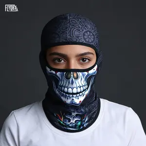 Unisex Sun Protection Head Cover, Cool Skull Barbouria Headwear, Thin Breathable Outdoor Cycling Ski Face Mask, Street Style