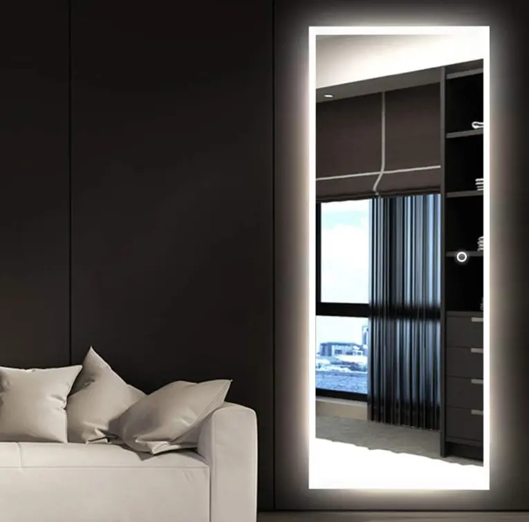 LED Bathroom Mirror with Touch Switch, 65x22 in, Horizontal-Vertical Hanging Options