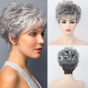 Short Curly Wig – Gray Pixie Cut