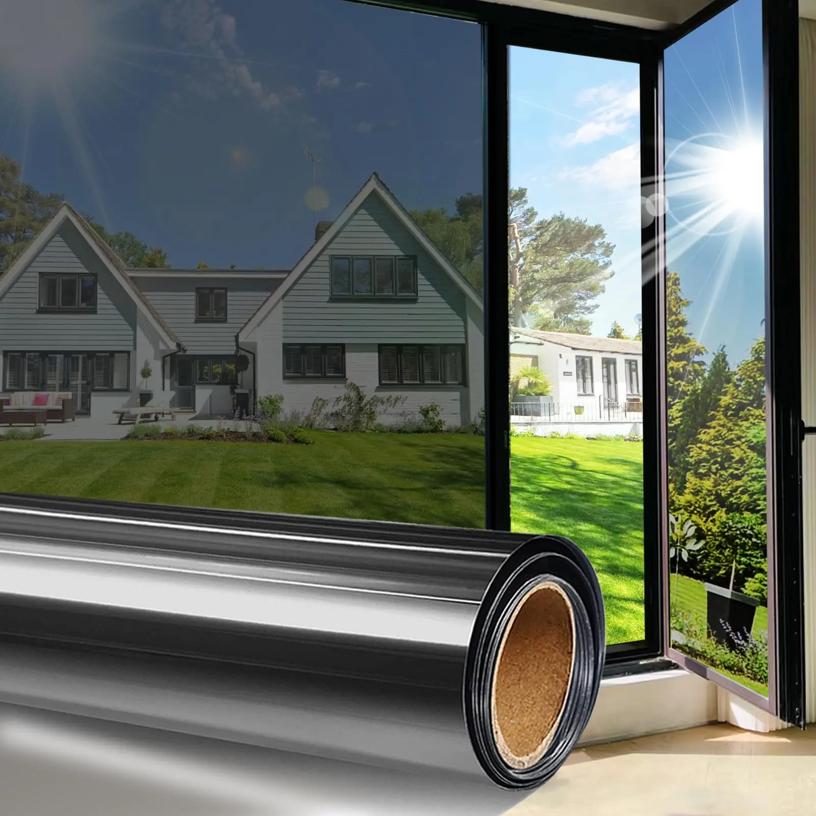 1-Way Daytime Window Privacy Film, UV Protection Sun-Blocking Tint for Home, Car Exterior Window Accessories