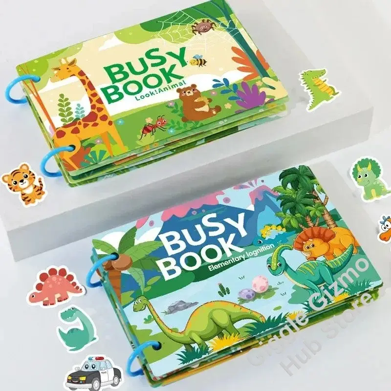 Busy Book for Toddlers Ages 2-6 Quiet Book Preschool Learning Activity Reusable Sticker & Velcro Matching Montessori Fine Mot