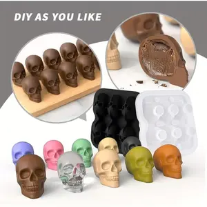 Silicone Skull Ice Mold, Easy Release, Food Grade, 6 Pieces, Halloween Ice Cube Tray, Kitchen Party Decor, Christmas & Halloween Decoration
