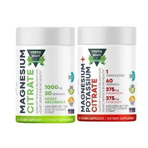 Green Royalty Magnesium & Potassium Capsules - 2 Pack - 60 Vegan Capsules - Dietary Supplement - Healthcare & Edible