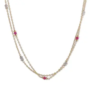 NOVICA Gold-plated gemstone double strand necklace, 'Wheel of Fortune'