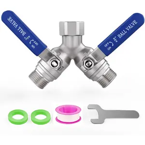 Lead-free Hose Splitter 2 Way Duty ,304 Stainless Splitter with Long Handle,Full Flow Y Valve ,3/4 Inch GHT
