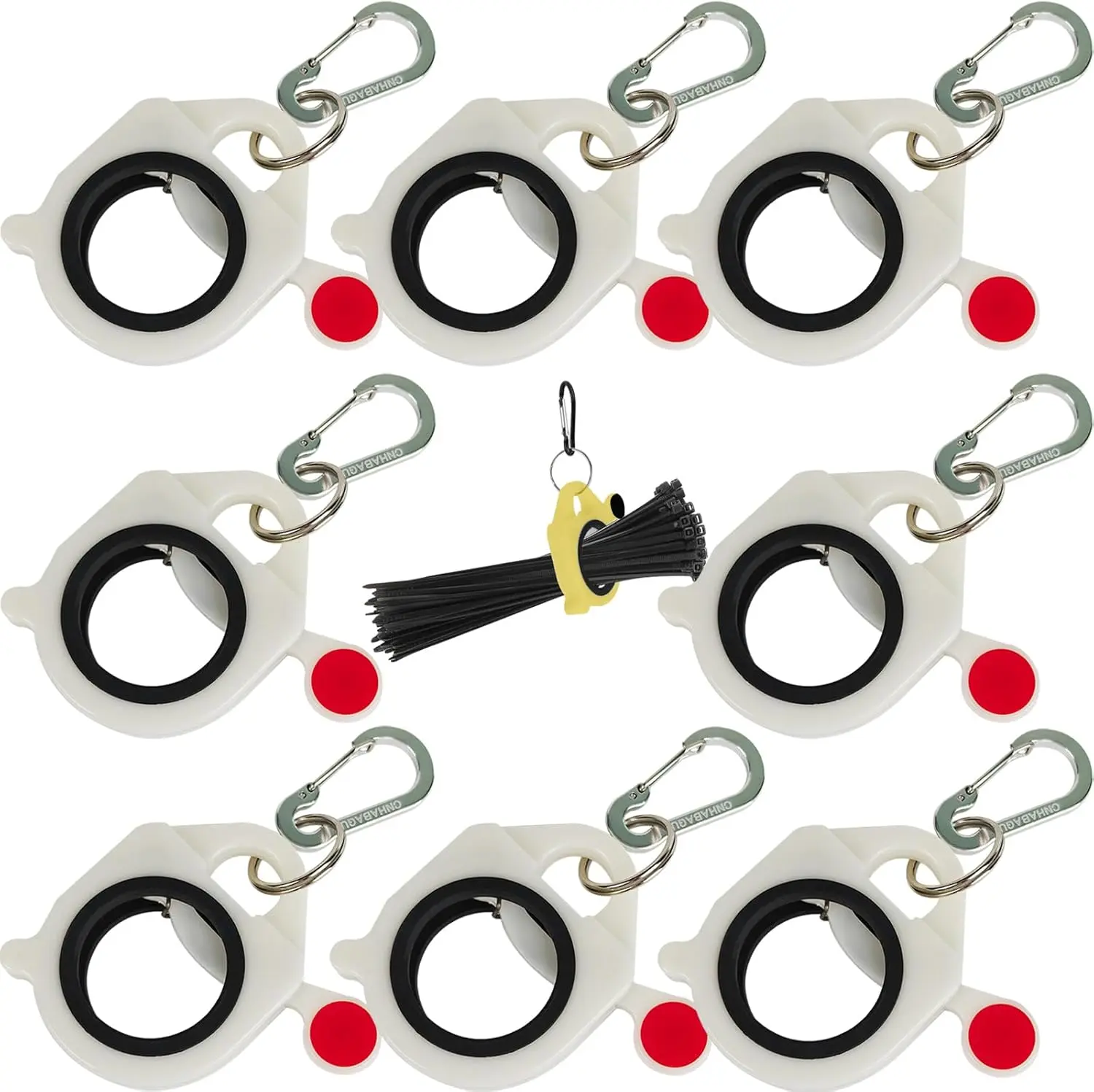 Zip Tie Holder Organizer  Tie Organizer Holder for Tool Belt  Mountaineering Buckle  Efficient Solution  Reduce  (White, 8 Pack)