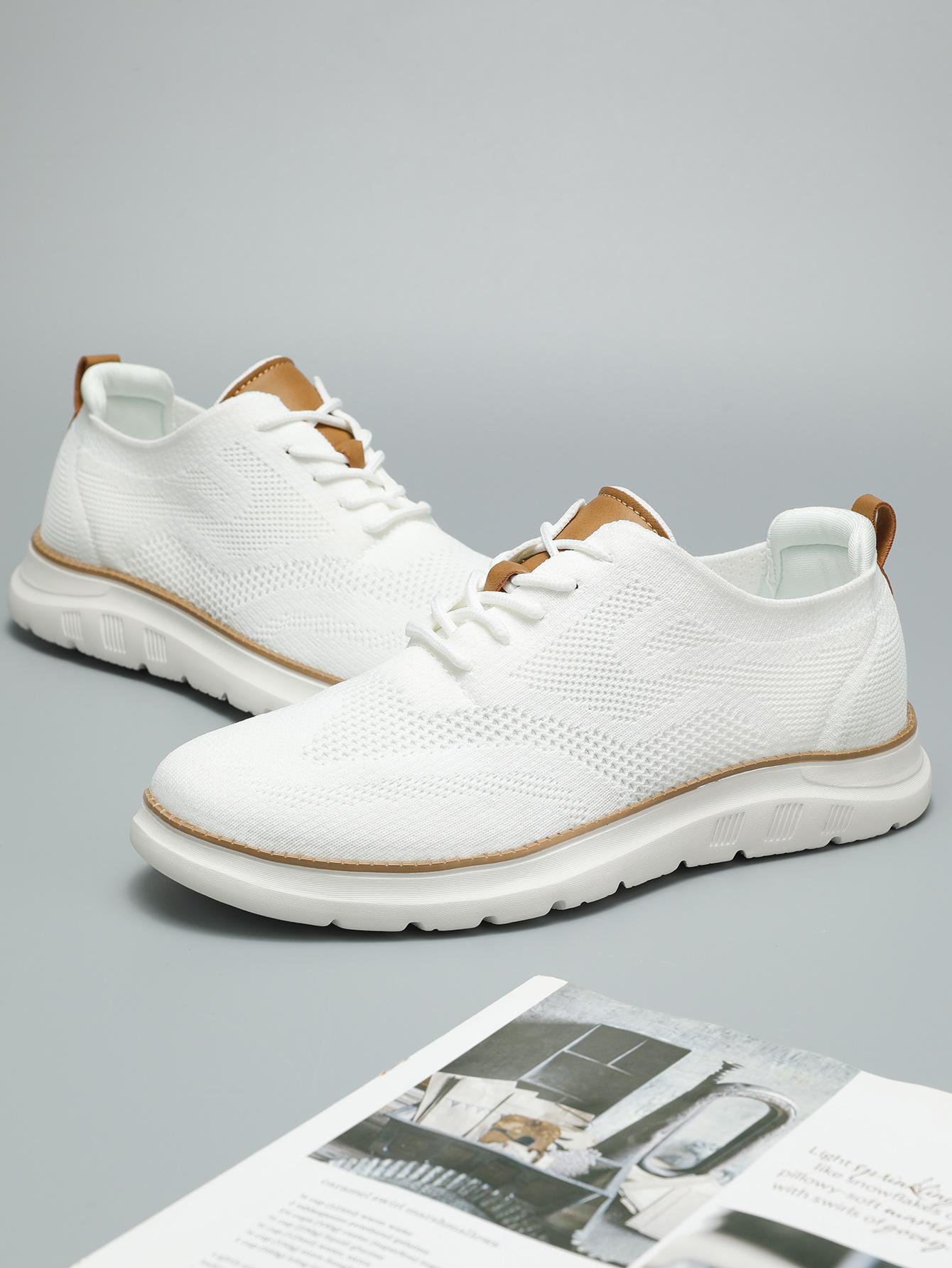 Men's Casual Mesh Breathable Solid Color Slip on Shoes, Lightweight Comfortable Sports Running Shoes,Knitted Mesh Breathable AndComfortable Platform Sneakers Closed Boy Trainer Footwear Runner Training Athletic