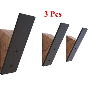 3 Pcs Wall Coat Hook Rack - Black Walnut Wood Black Metal Decorative Hat Hooks for Hanging Coats - Hat Hangers for Wall