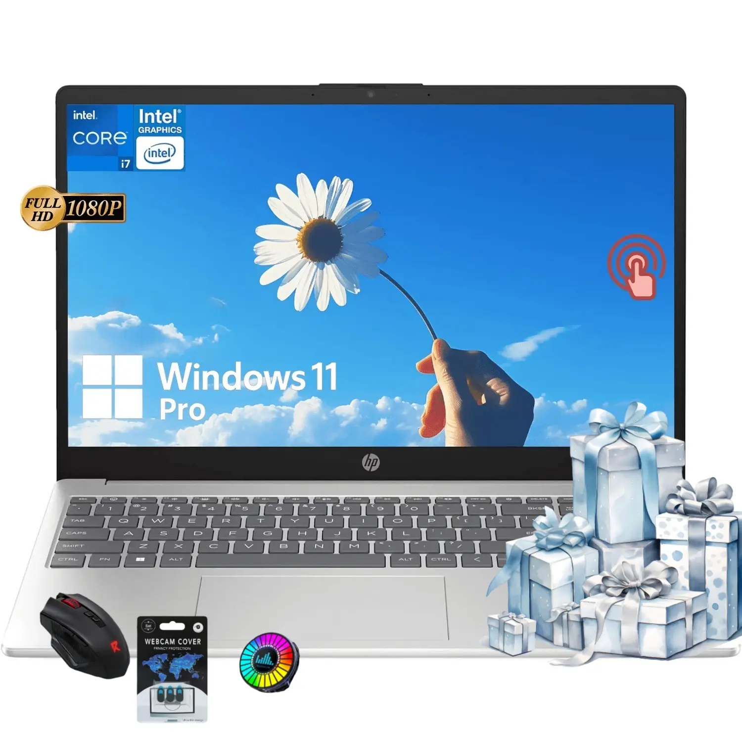 HP 2026 15.6-Inch FHD Touchscreen Laptop (Work, Student High Definition Wireless Computer) - Windows 11 Pro, Intel Core i7-1355U, 32GB RAM, 512GB SSD, Backlit Keyboard, Wi-Fi 6, Bluetooth 5.3, Silver, Bundle Accessory, Work Laptop, High Definition Laptop