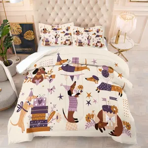 2 or 3 pieces of sausage dog pattern, including 1 blanket and 1 or 2 pillowcases without pillowcases, soft children's and adult bedroom decorations and gifts