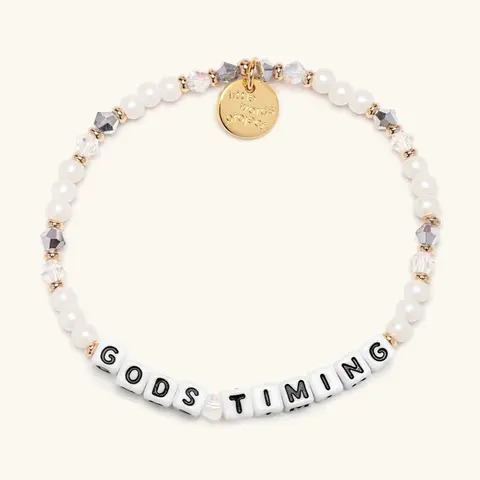Little Words Project God's Timing Beaded Bracelet - Women's Faith & Hope Reminder, Trackable Kindness Daily Wear Bracelet Jewelry, Biblical Themed Christian Charm Faith Statement Inspirational Quote Bangles - Choose Your Size, Biblical Themed Bracelets &