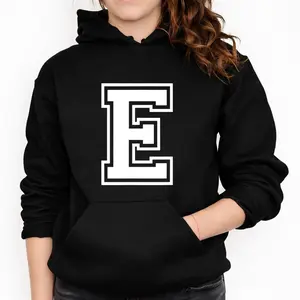 Stylish Letter E Initial Varsity Hoodie with Long Sleeves