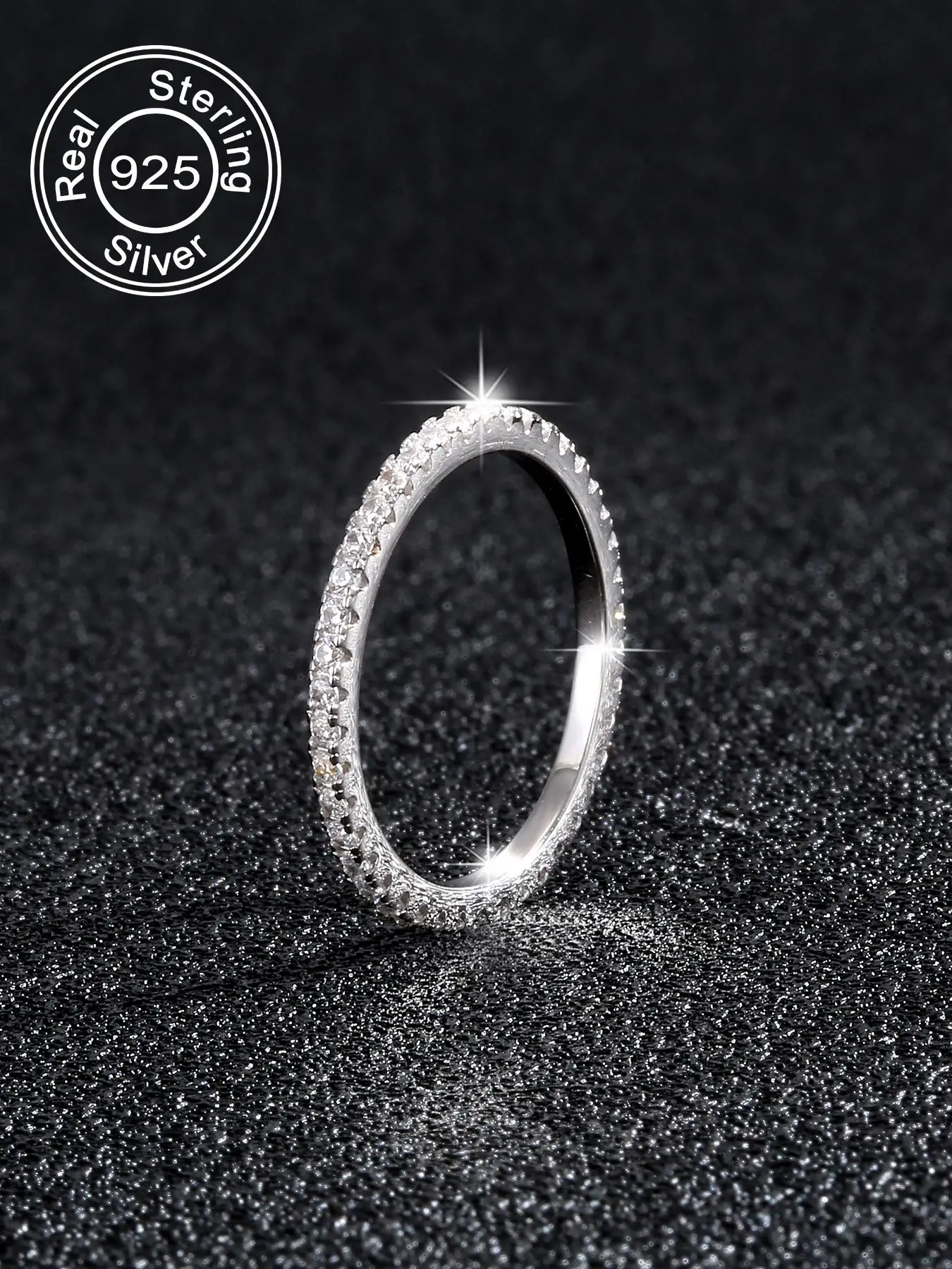 925 Sterling Silver Simple Fashion Rhinestone Decorated Ring, Casual Jewelry for Party, Daily Clothing Decor, Trendy All-match & Exquisite Jewelry for