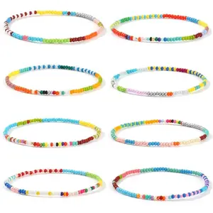 Seed Beaded Stack Bracelets for Women, Stackable Stretch Colorful Ball Fall  Friendship Accessories