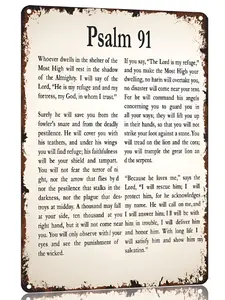 Christian Aluminum "Psalm 91" Metal Wall Sign, 8x12 in, Home Decor Plaque for Bathroom, Living Room
