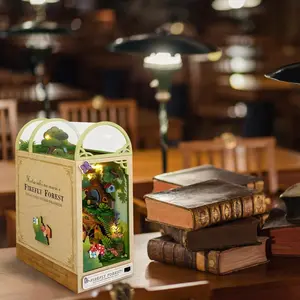 Magic Forest Book Nook DIY Kit: 3D Wooden Bookshelf Insert.