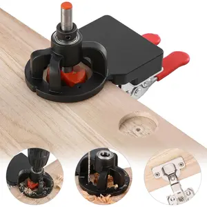 35mm Concealed Hinge Jig,  Alloy Cabinet Hinge Jig with 2 Quick Clamp, Adjustable Quick Punch Cabinet Hardware for Woodworking Cabinet Door Hinges Mounting Tool