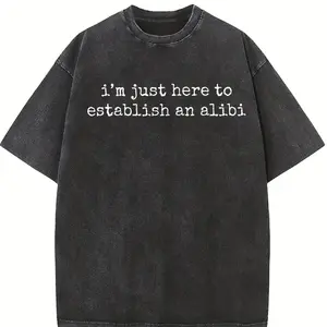 Comfort Colors I'm Just Here To Establish An Alibi, Funny Sarcastic TShirt, Humorous Quote T-Shirt, Witty Saying Tshirt, Casual Graphic Tee, Funny Gym